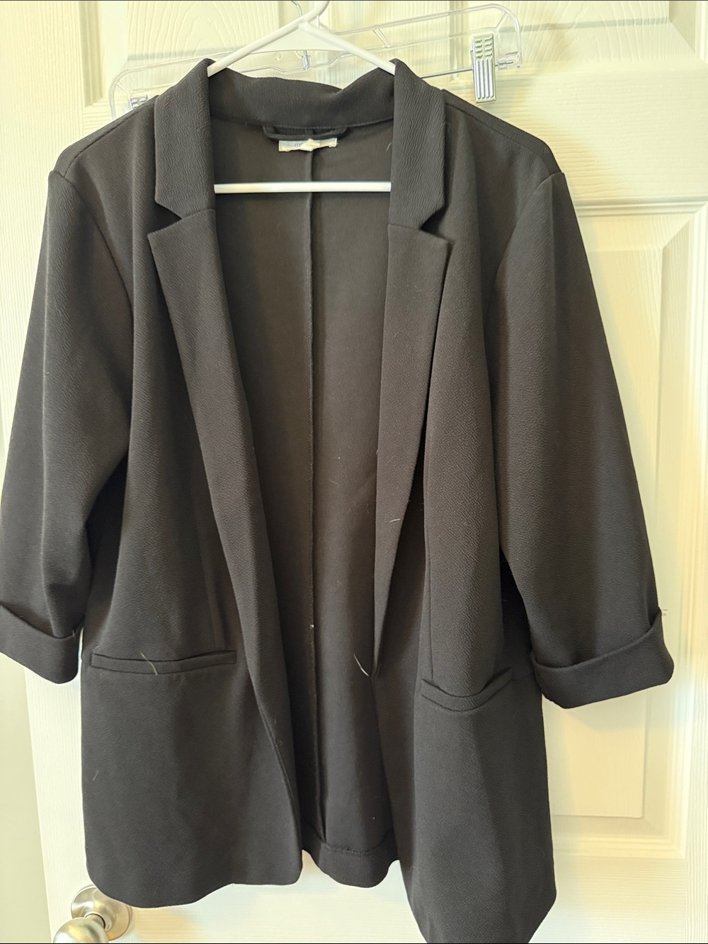 Maurices Black Open-Front Blazer with Cuffed Sleeves